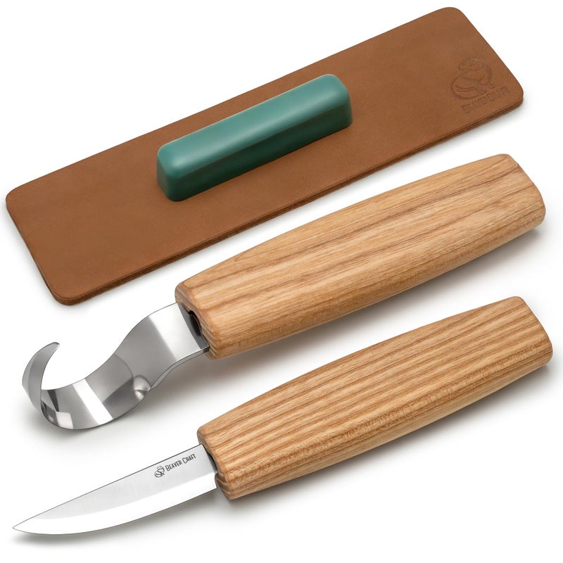 BeaverCraft S01 Wood Spoon Carving Knives Set Spoon Making Tools Kit Whittling Knife Hook Knife Right-handed Bowl Cup Kuksa for Beginners Woodworking Professional Wood Carving Kit - Image 1